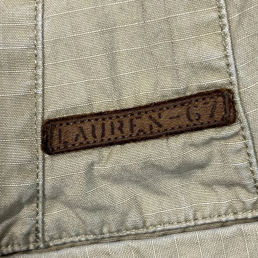 Lauren Ralph Lauren Khaki Cargo Shorts Women 16W Tan‎ Ripstop Cotton Cinch Waist
